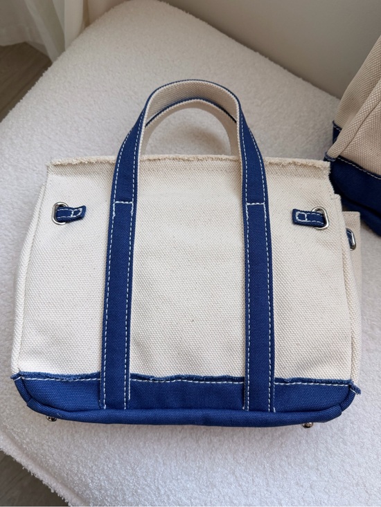 Boatkin Large & Mini Canvas Boat Tote Bag Navy Blue with Silver